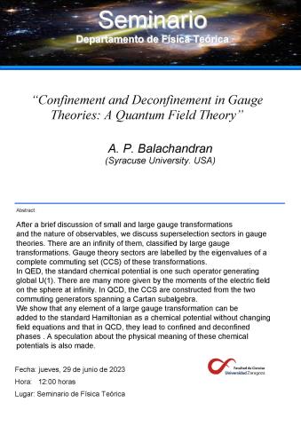 "Confinement and Deconfinement in Gauge Theories : A Quantum Field Theory" A.P. Balachandran (Syracuse University. USA)