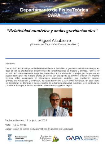 Seminario. Miguel Alcubierre (Universidad Nacional Autónoma de México) Cartel seminario